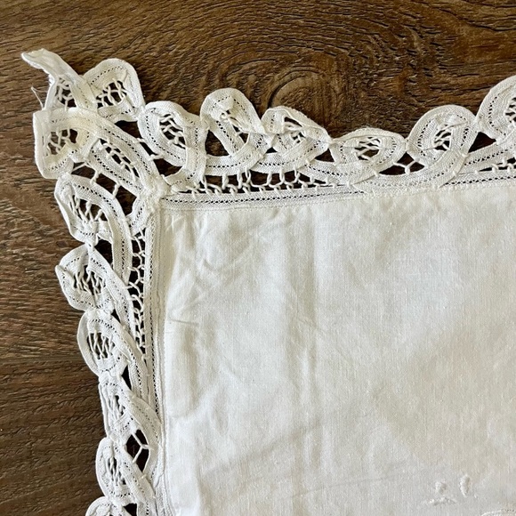 White Embroidered Throw Pillow 13/14 inches - Picture 6 of 11